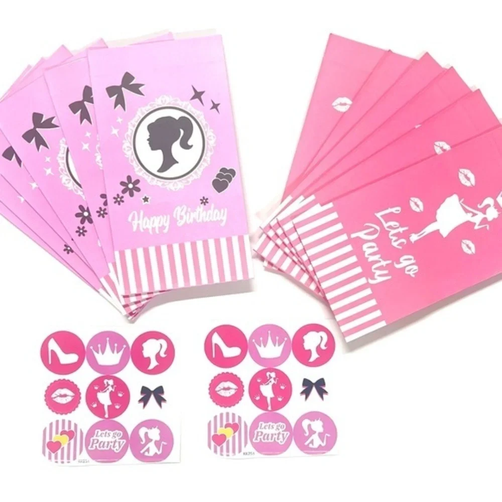 Barbie Pink gift Bags with Stickers 12 bags